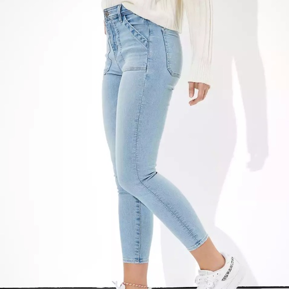 American Eagle Super High-Waisted Jegging Crop Jeans sz 4 Reg - Picture 3 of 7